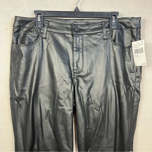 KUT FROM THE KLOTH Reese Ankle Straight NWT Faux Leather Black Pant Jean Size 16 - Picture 3 of 16